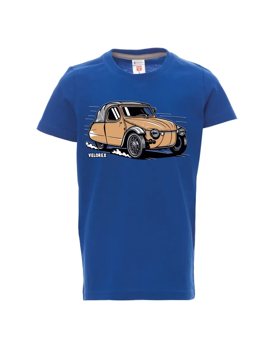 Modré detské tričko Automobil Velorex
