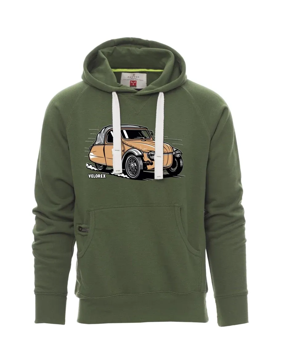 Tmavě zelená pánská mikina Automobil Velorex
