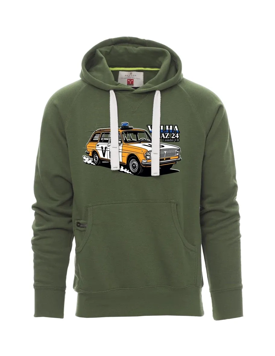 Tmavě zelená pánská mikina Automobil Volha GAZ 24 VB