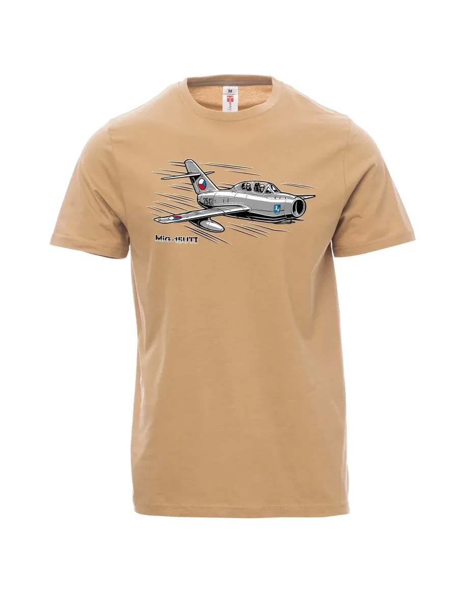 Hnědé pánské tričko Lietadlo MiG-15UTI