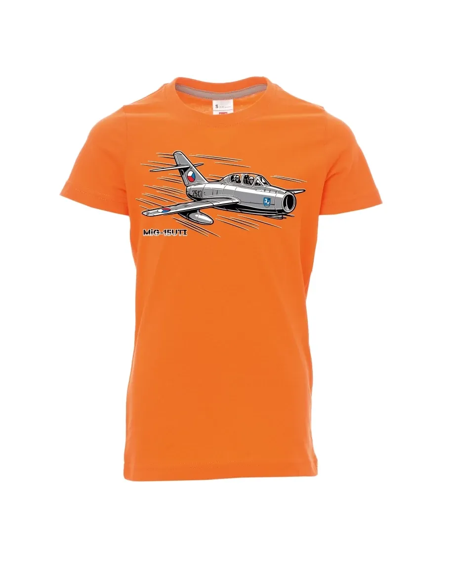 Oranžové detské tričko Lietadlo MiG-15UTI
