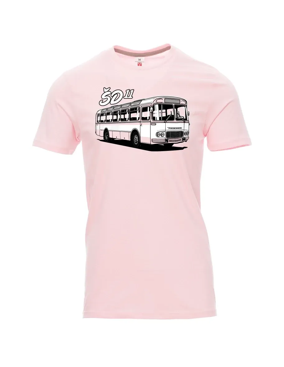 Světlo růžové pánské tričko Autobus ŠD 11