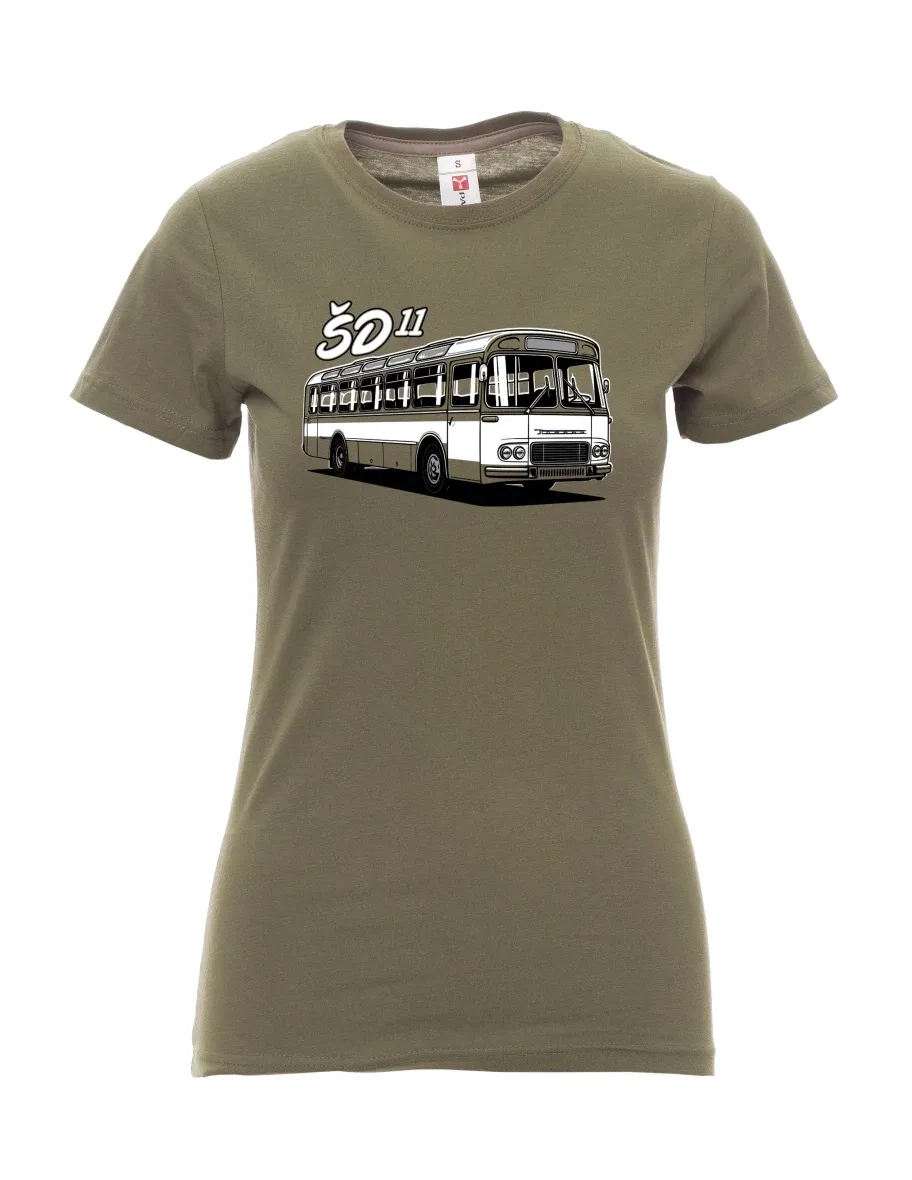 Khaki dámské tričko Autobus ŠD 11