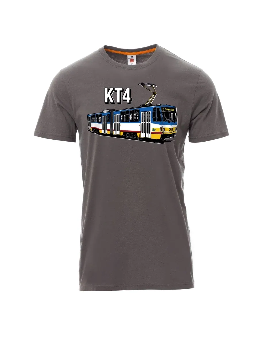 Šedé pánské tričko Električka KT4