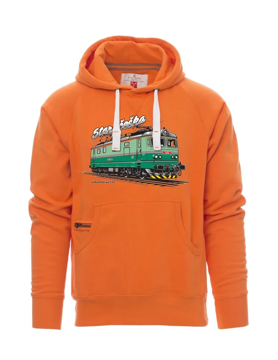 Oranžová pánská mikina Lokomotíva 122 „Staročeška“