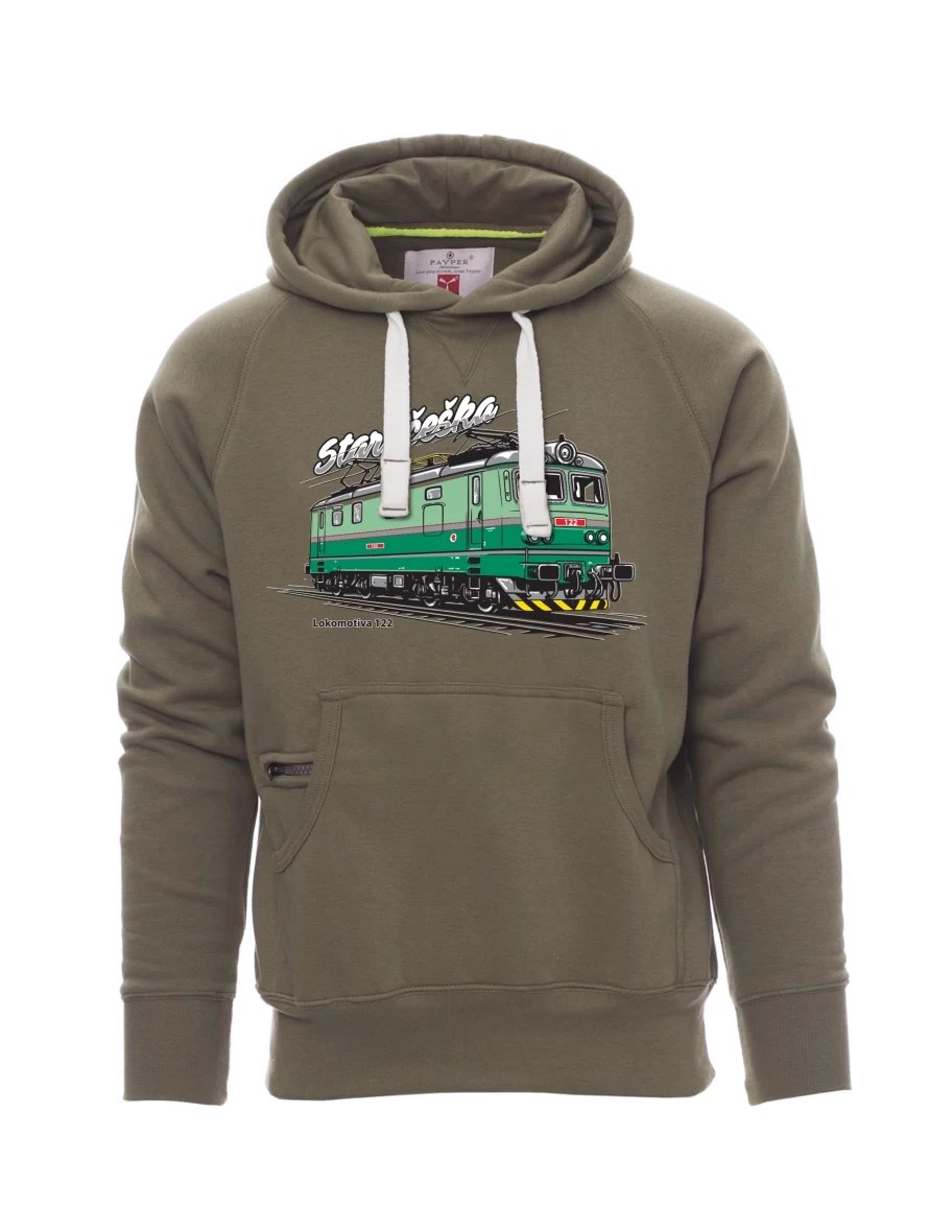 Khaki pánská mikina Lokomotíva 122 „Staročeška“