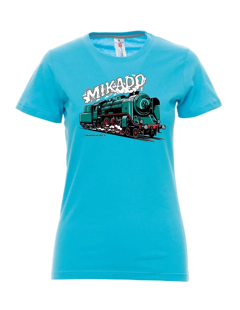 Atolově modré dámské tričko Lokomotíva 387.0 „MIKADO“