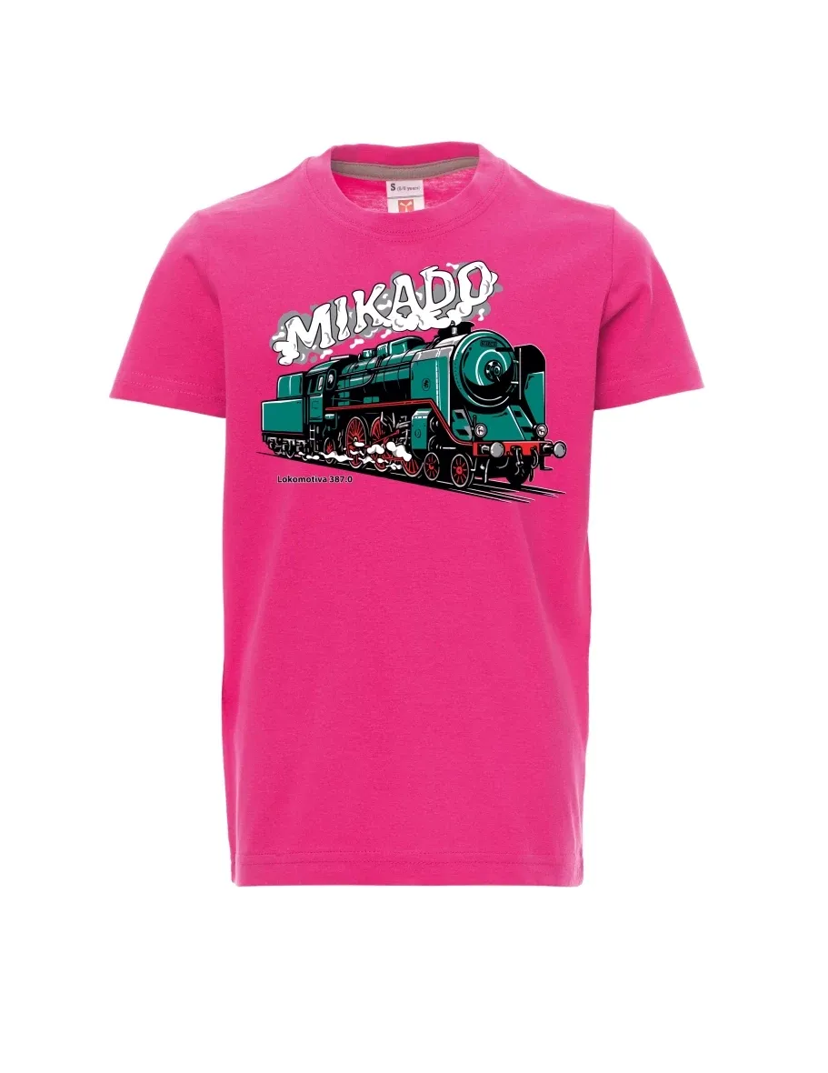 Růžové detské tričko Lokomotíva 387.0 „MIKADO“