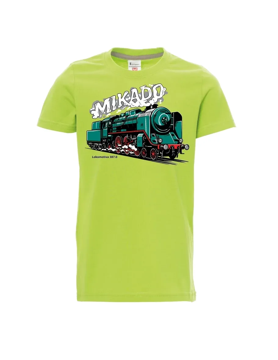 Světle zelené detské tričko Lokomotíva 387.0 „MIKADO“