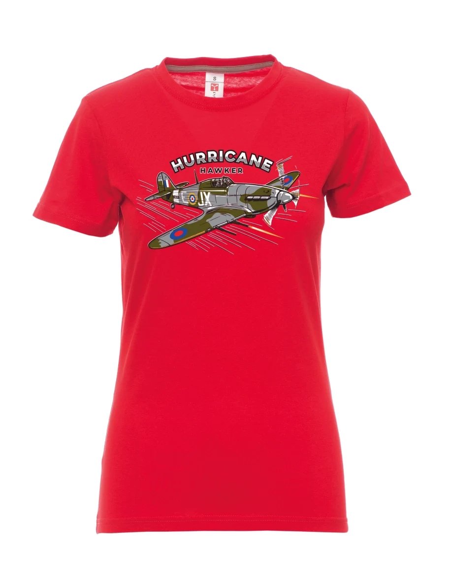 Červené dámské tričko Lietadlo Hurricane Hawker