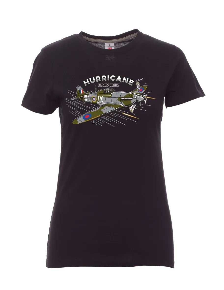 Černé dámské tričko Lietadlo Hurricane Hawker