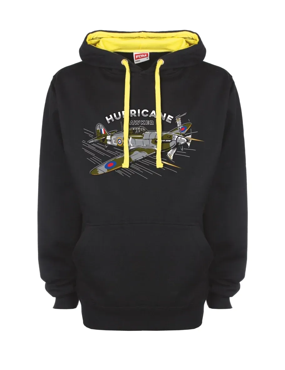 Žluto-černá mikina s Lietadlo Hurricane Hawker