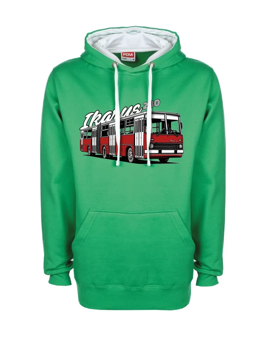 Bílo-zelená mikina Autobus Ikarus 280