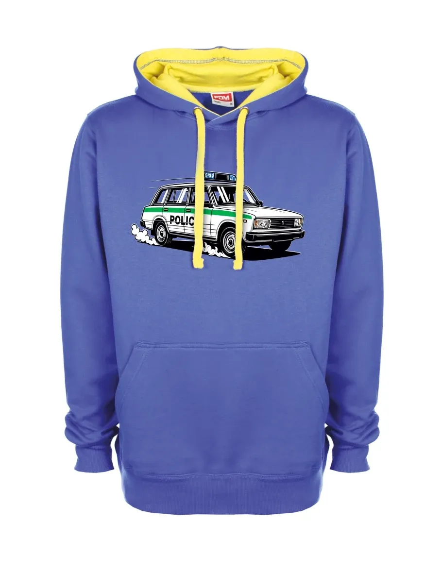 Žluto-modrá mikina Automobil VAZ 2104 POLICIE
