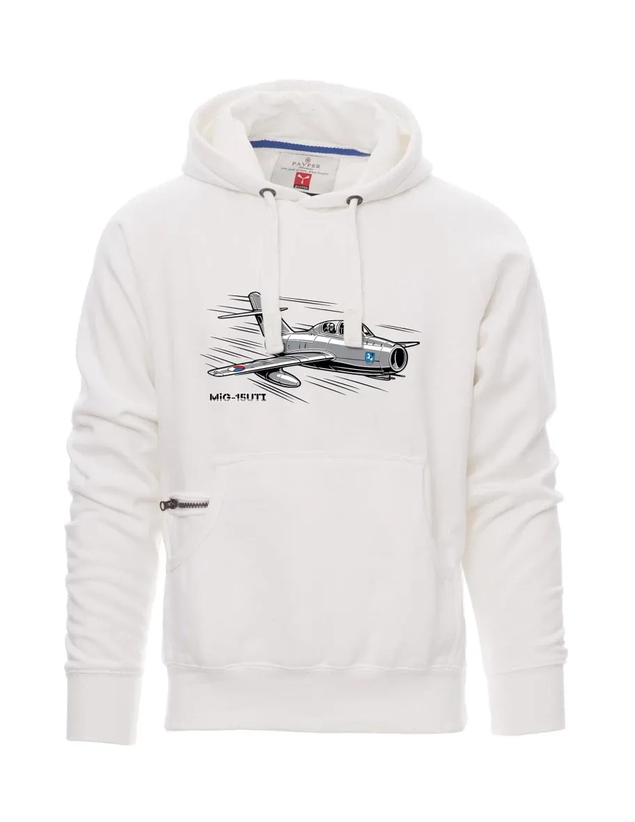 Bílá pánská mikina Lietadlo MiG-15UTI