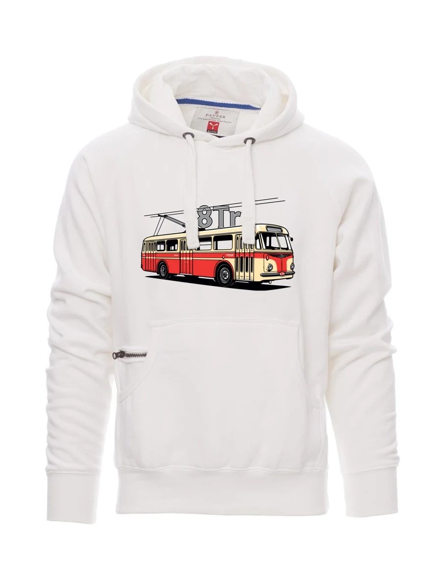 Bílá pánská mikina Trolejbus 8Tr