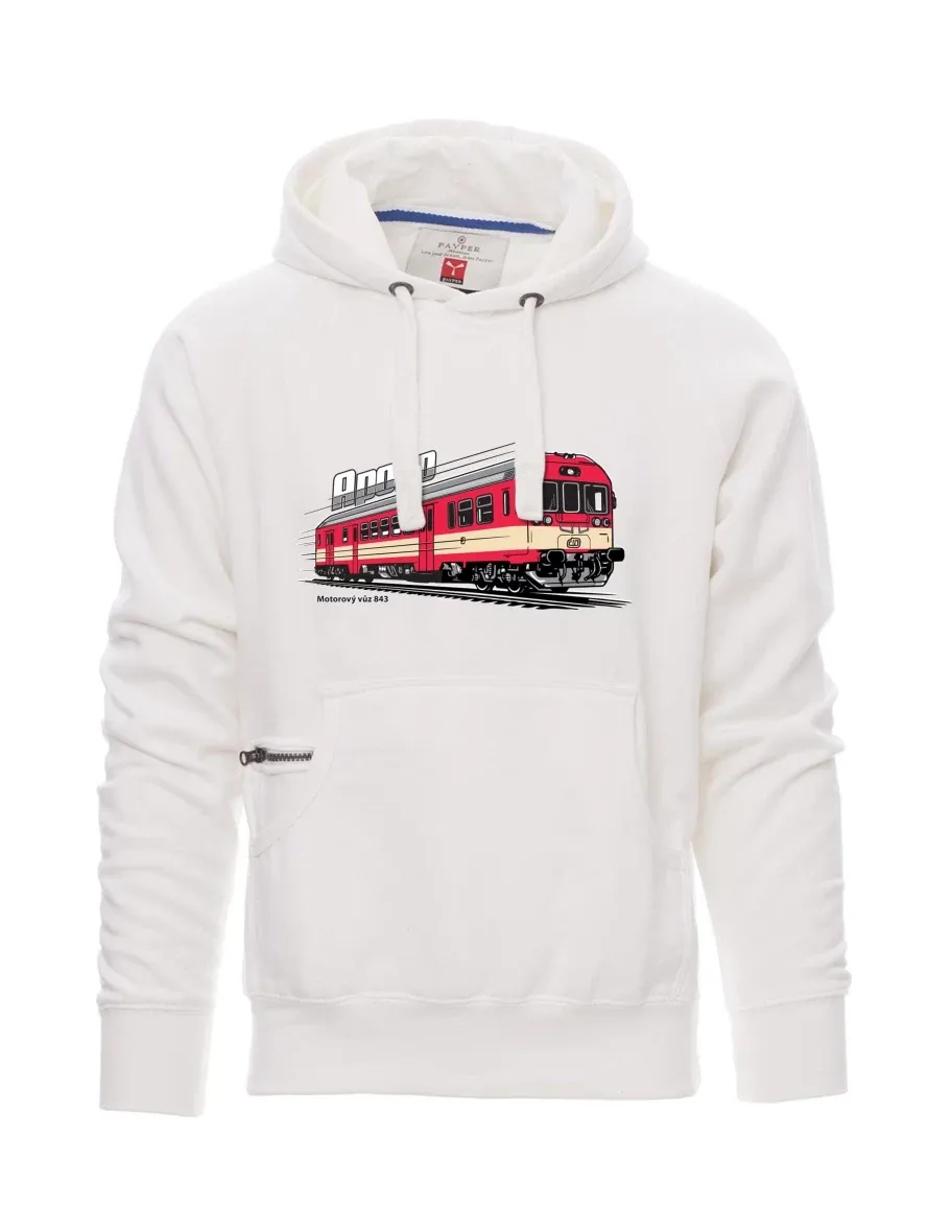 Bílá pánská mikina Motorový vozeň 843 „Apollo“