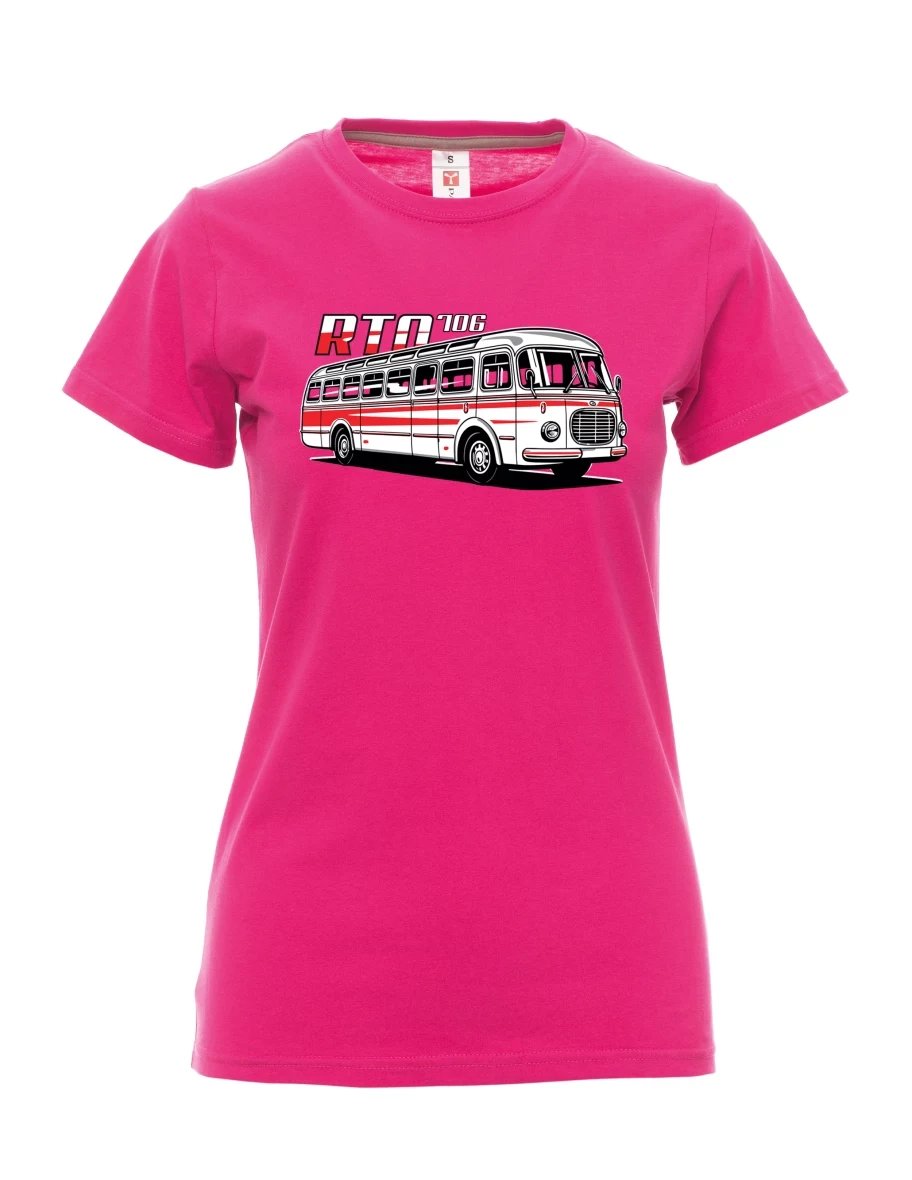 Růžové dámské tričko Autobus RTO 706