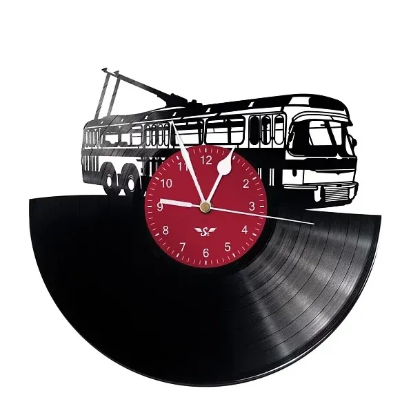 Hodiny z gramoplatne s motívom Trolejbus  T401
