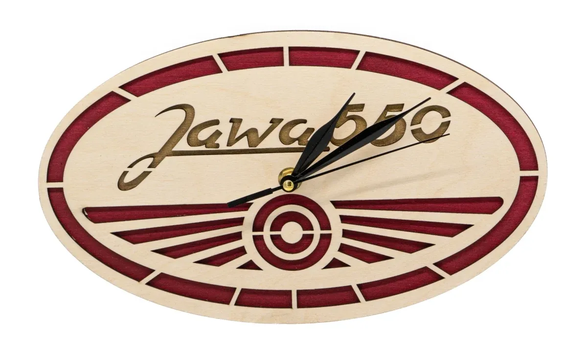 Drevené hodiny Logo Jawa 550