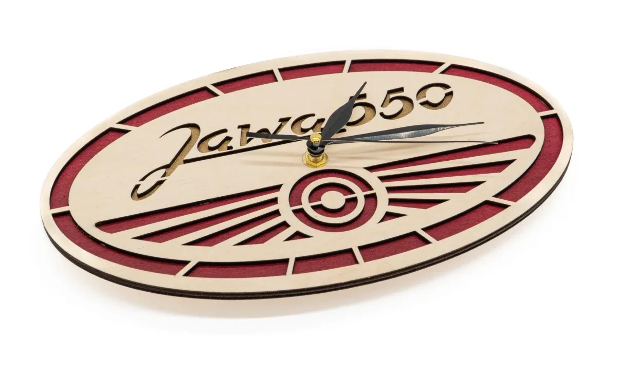 Drevené hodiny Logo Jawa 550