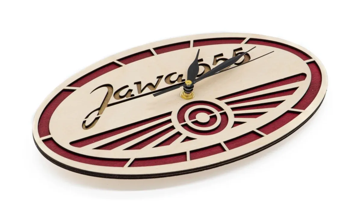 Drevené hodiny Logo Jawa 555