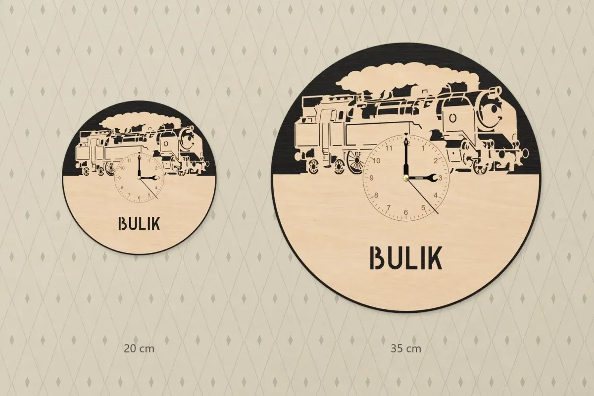 Drevené nástenné hodiny – Lokomotíva 464 „Bulik“