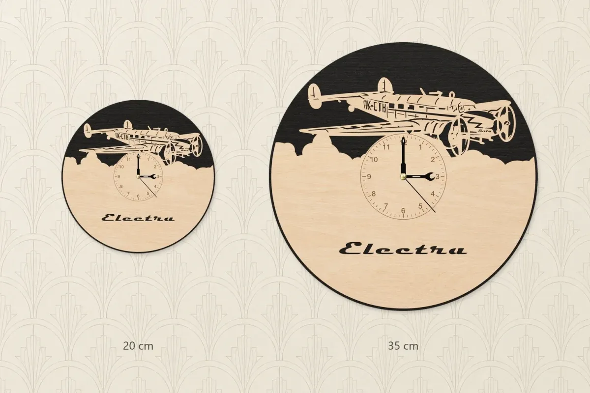 Drevené nástenné hodiny – Lietadlo L-10 Electra