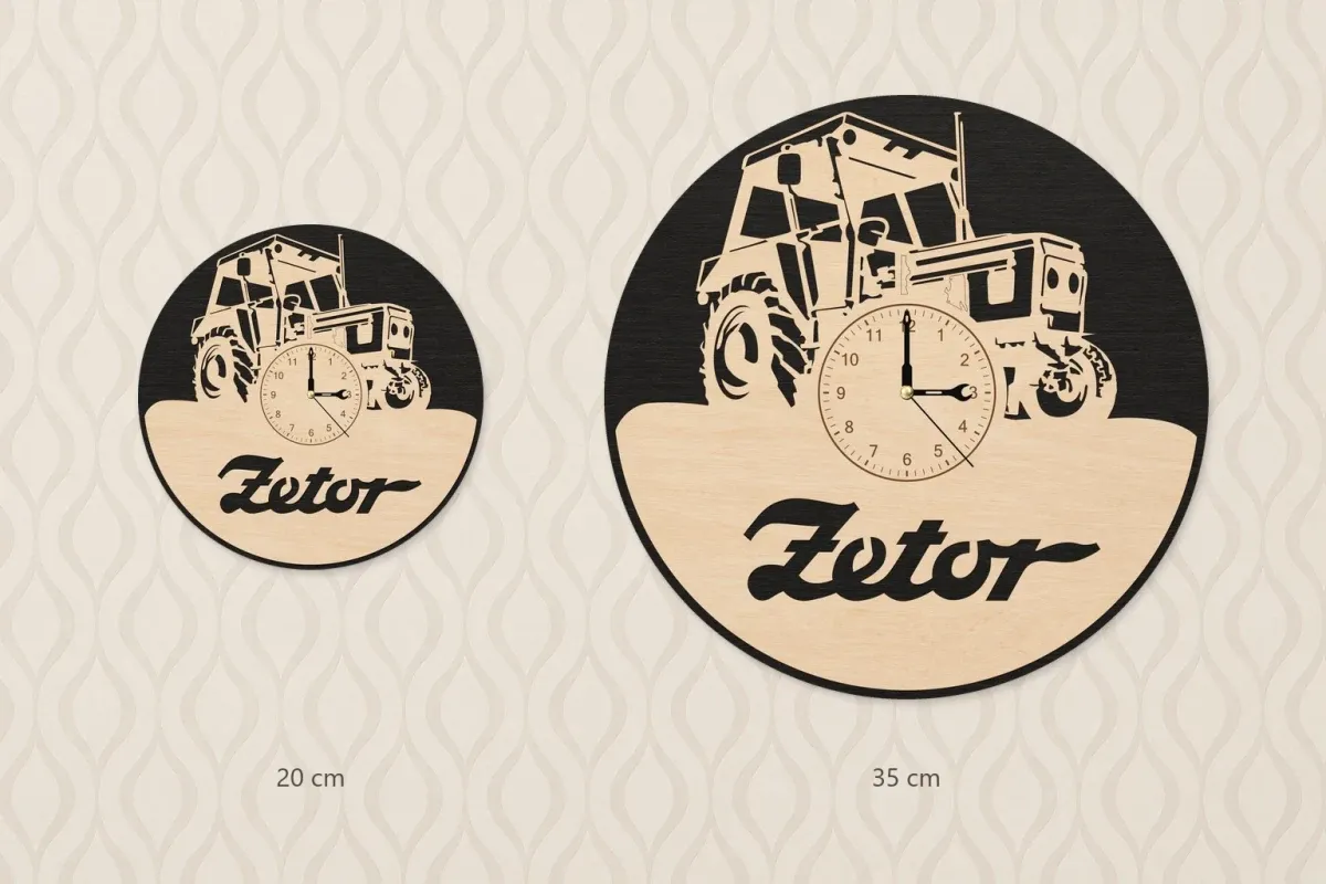 Drevené nástenné hodiny – Traktor s kabínou