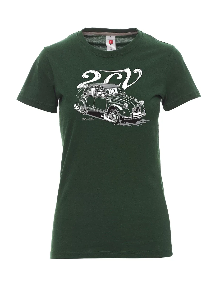 Tmavě zelené dámské tričko 2CV