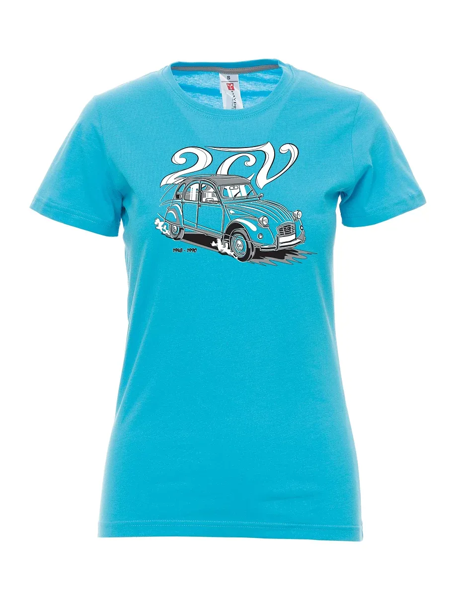 Atolově modré dámské tričko 2CV