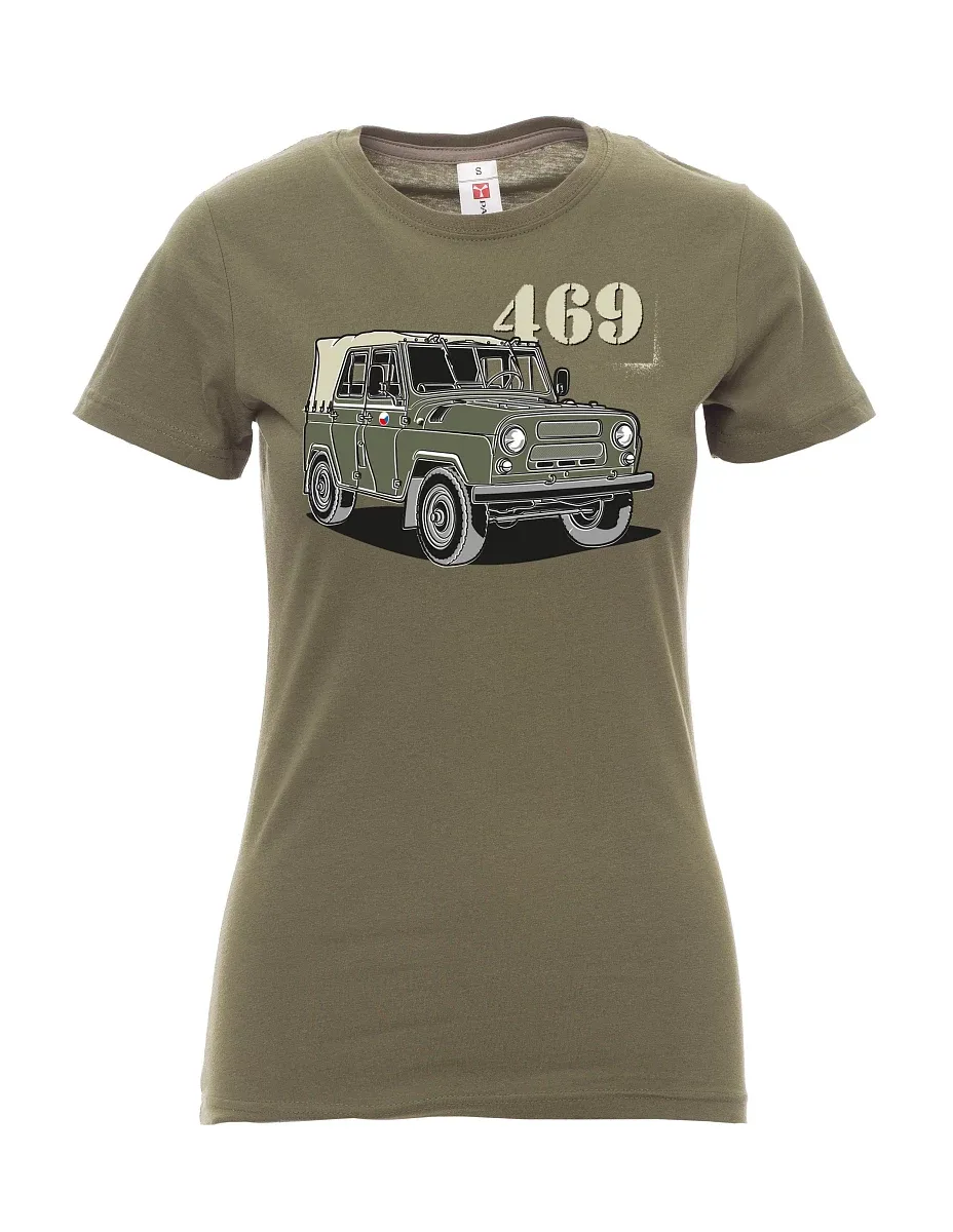 Khaki dámské tričko UAZ 469 ČS vlajka