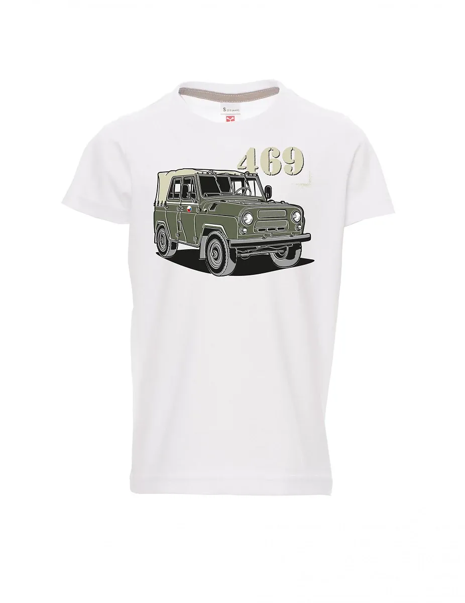 Bílé detské tričko UAZ 469 ČS vlajka