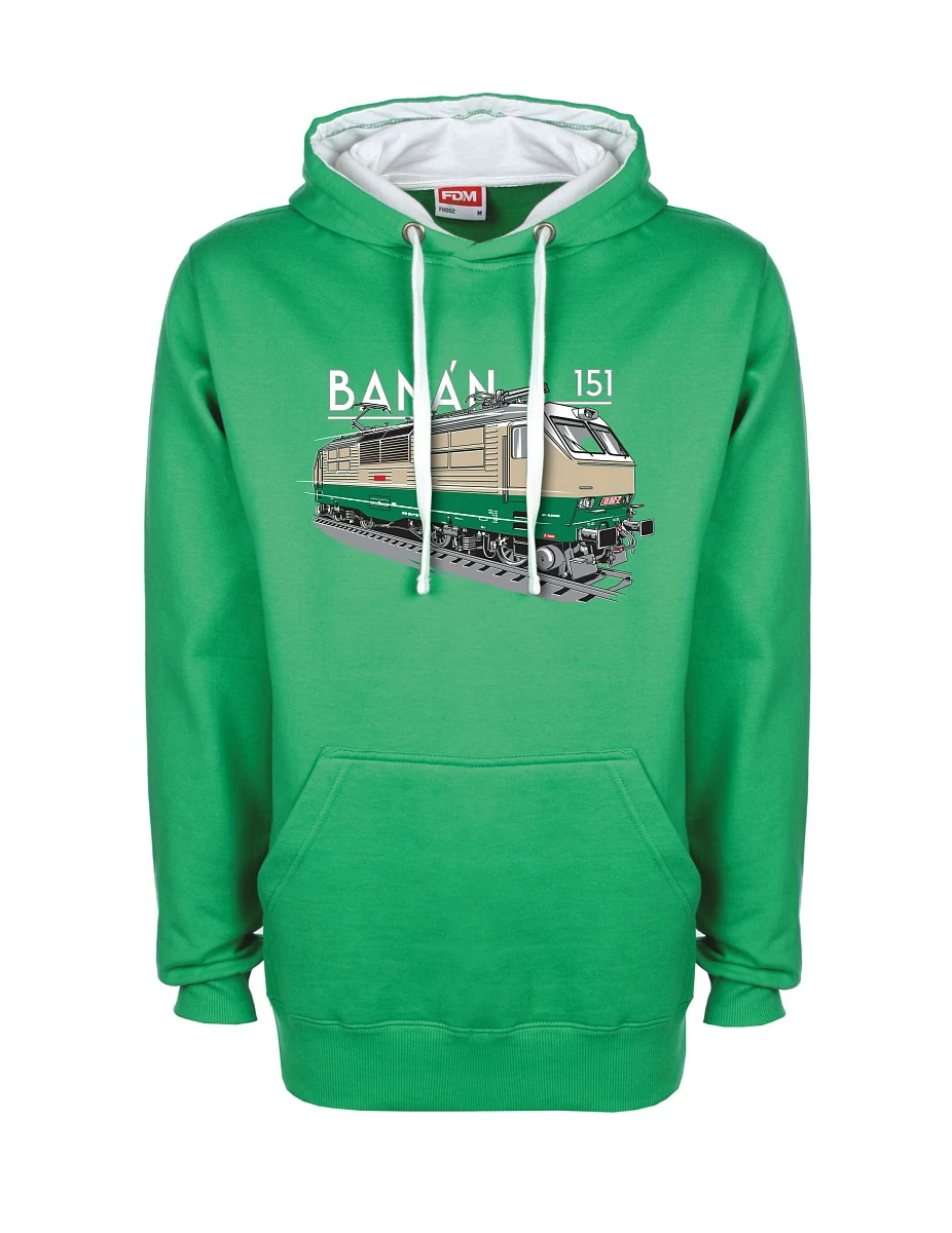 Bílo-zelená mikina Elektrická lokomotíva 151 "banán"