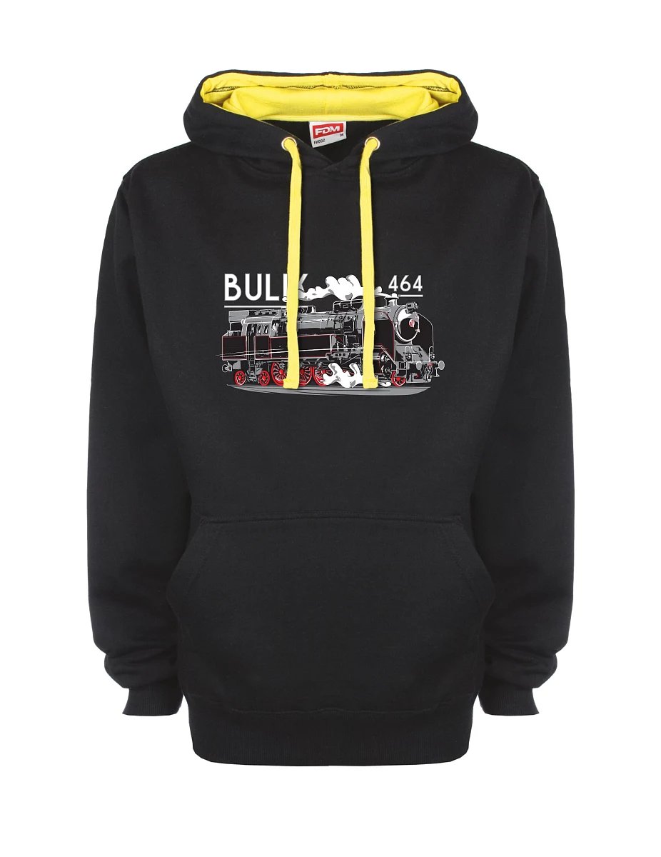 Žluto-černá mikina s Lokomotiva 464 "Bulik"