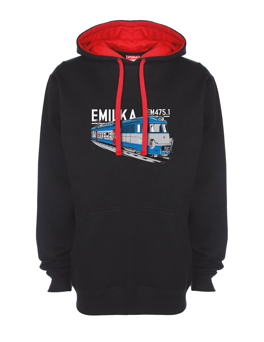 Červeno-černá mikina Elektrické jednotky 475.1 "Emilka"