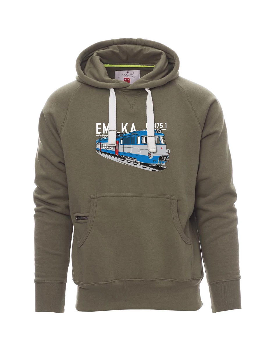 Khaki pánská mikina Elektrické jednotky 475.1 "Emilka"