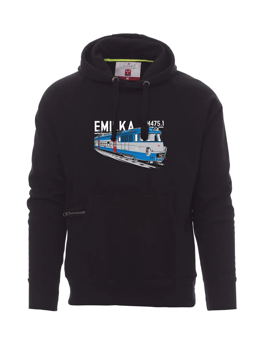 Černá pánská mikina Elektrické jednotky 475.1 "Emilka"