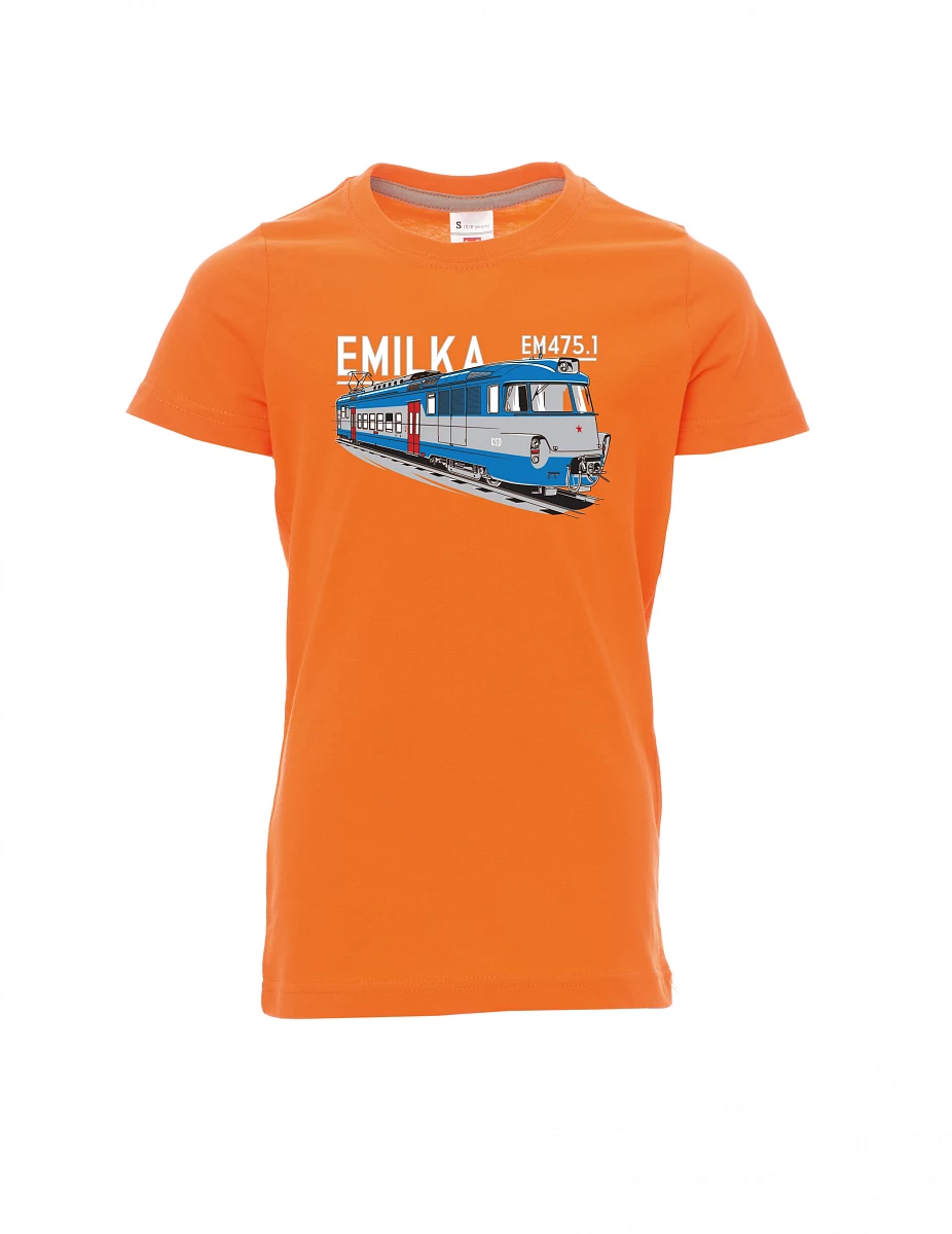 Oranžové detské tričko Elektrické jednotky 475.1 "Emilka"