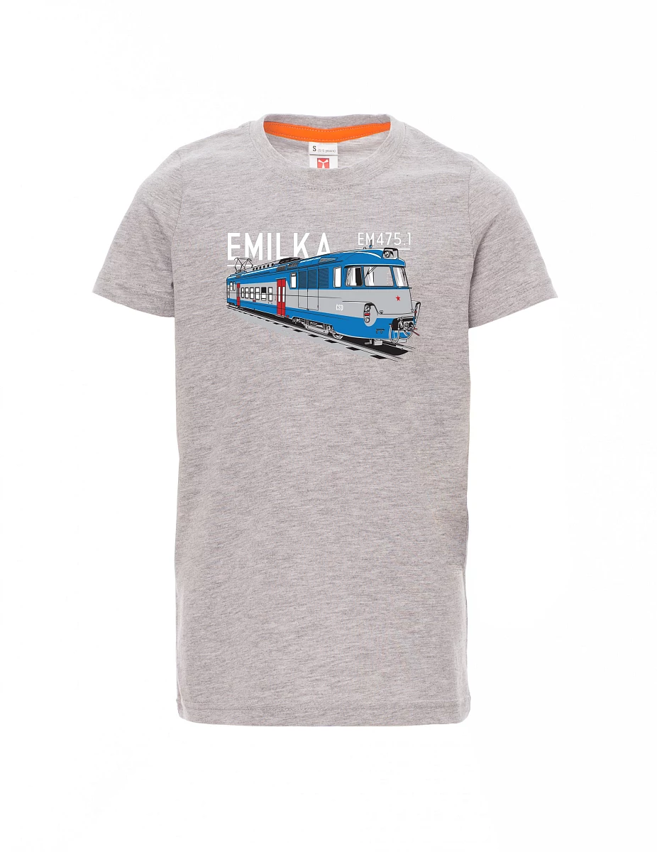Šedý melír detské tričko Elektrické jednotky 475.1 "Emilka"
