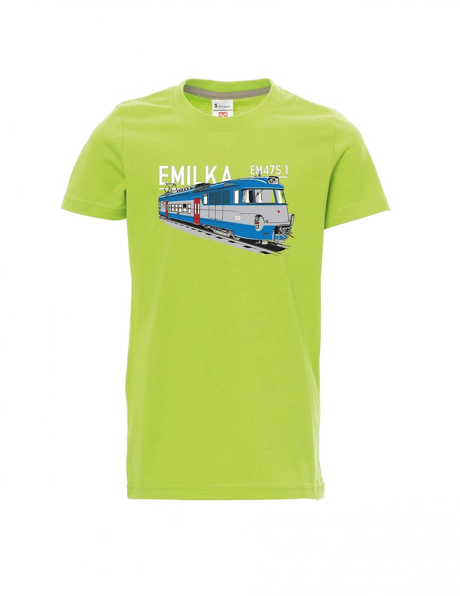 Světle zelené detské tričko Elektrické jednotky 475.1 "Emilka"