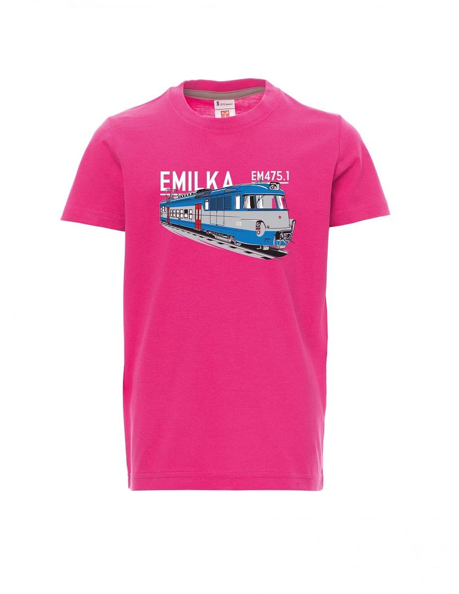Růžové detské tričko Elektrické jednotky 475.1 "Emilka"