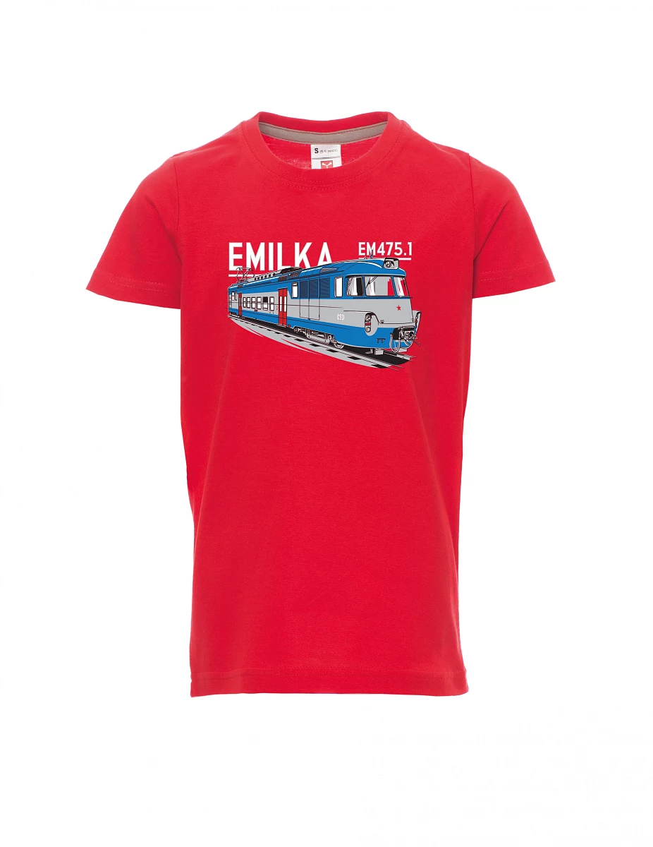 Červené detské tričko Elektrické jednotky 475.1 "Emilka"