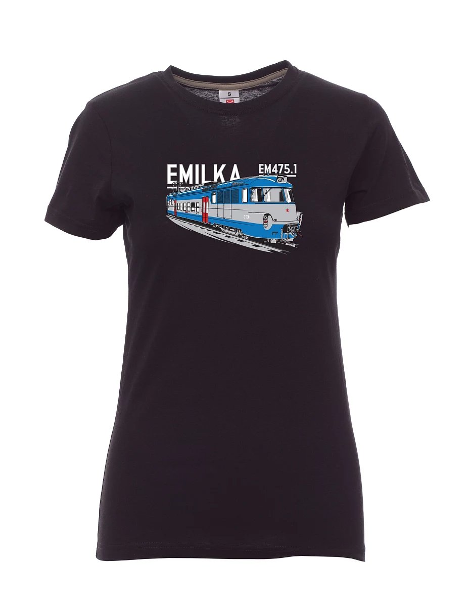 Černé dámské tričko Elektrické jednotky 475.1 "Emilka"