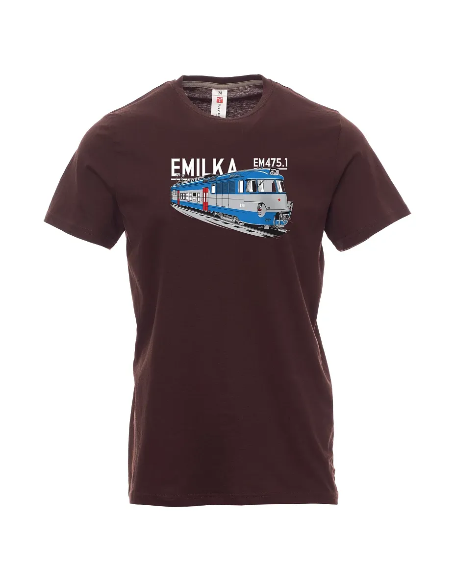 Tmavo hnedé pánské tričko Elektrické jednotky 475.1 "Emilka"
