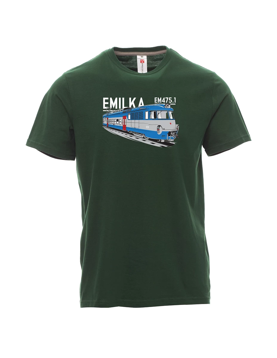 Tmavozelené pánské tričko Elektrické jednotky 475.1 "Emilka"