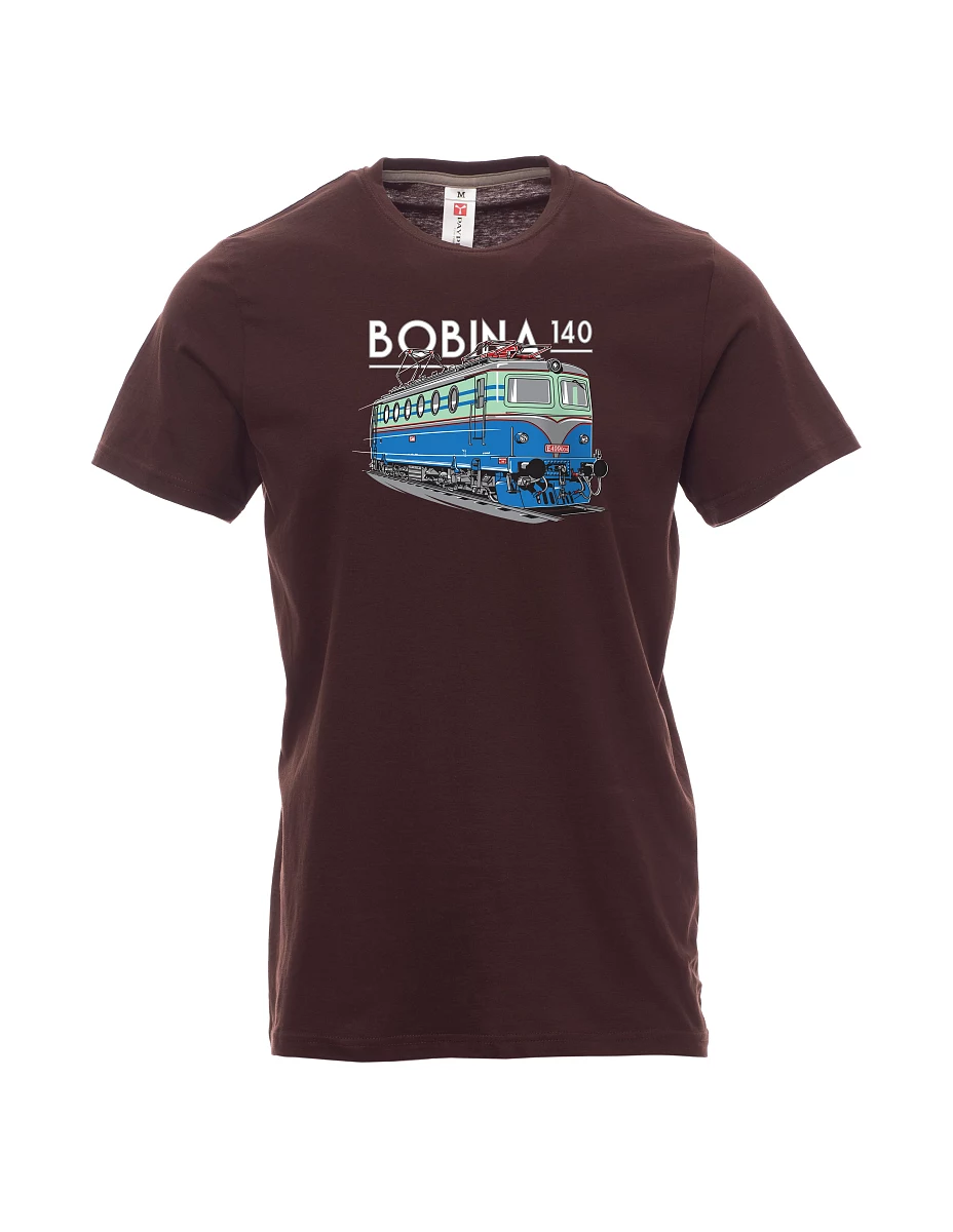 Tmavo hnedé pánské tričko Lokomotíva 140 "Bobina"