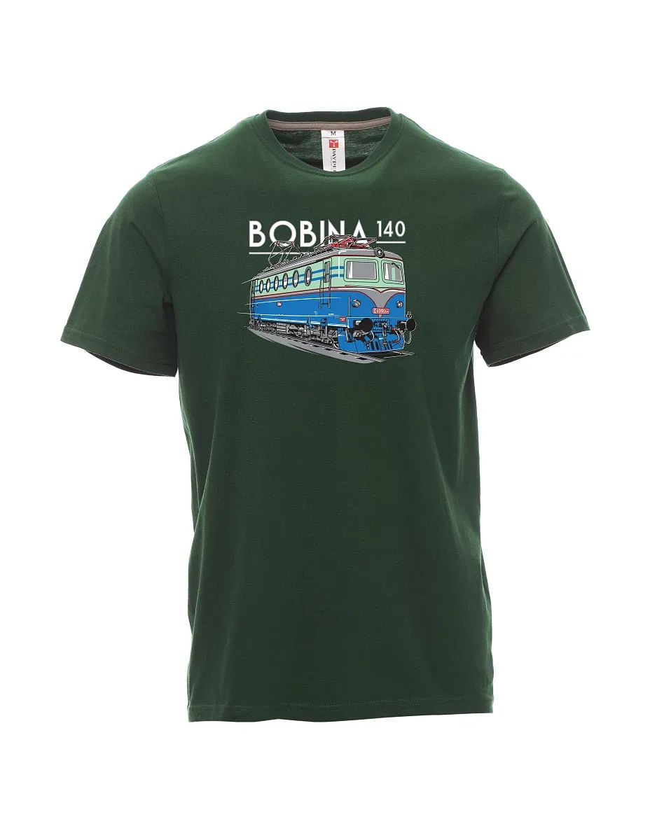 Tmavozelené pánské tričko Lokomotíva 140 "Bobina"