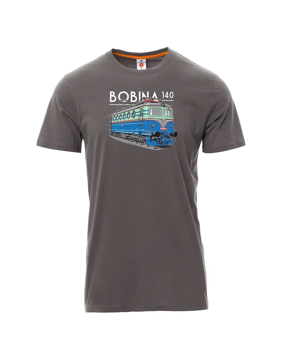 Šedé pánské tričko Lokomotíva 140 "Bobina"