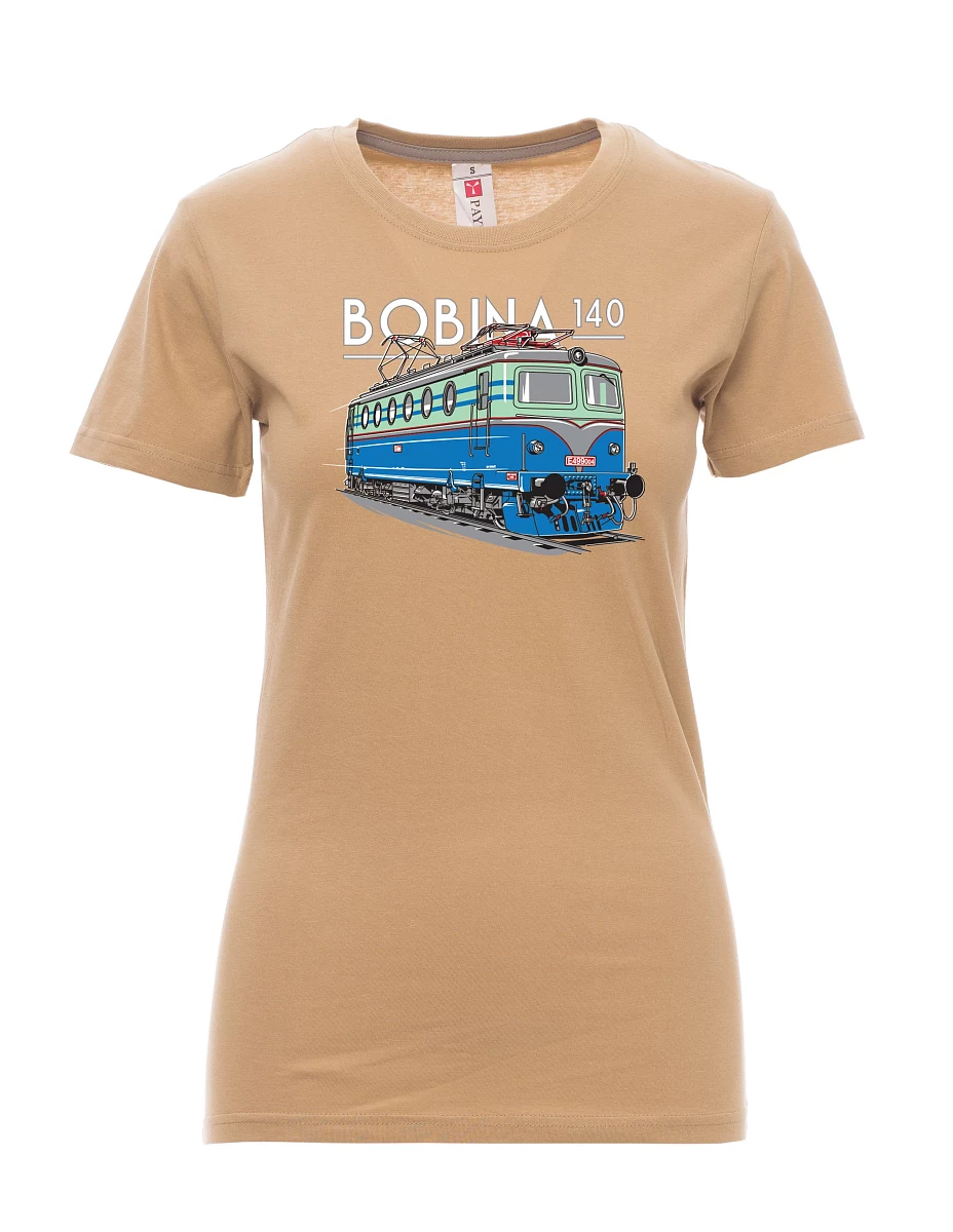 Hnědé dámské tričko Lokomotíva 140 "Bobina"